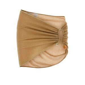 Oseree Women Gold Nylon Blend Lumiere Sarong